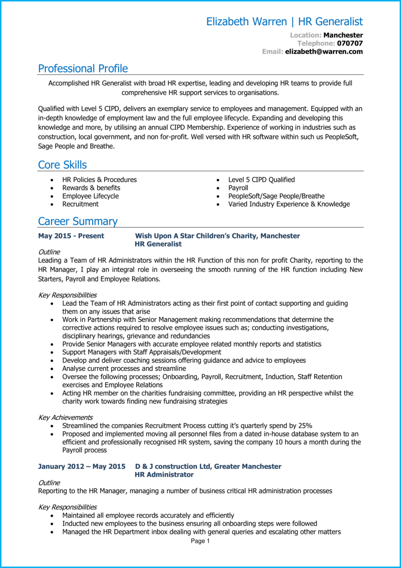 human resource assistant personal statement