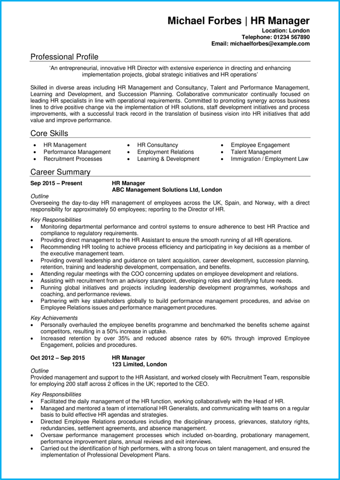 Hr Manager Resume Profile