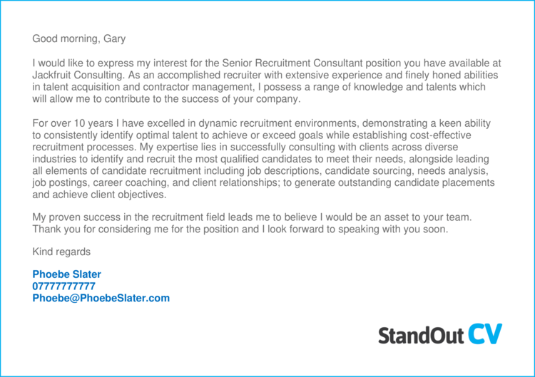 Recruitment Consultant Cover Letter Examples Get The Job 