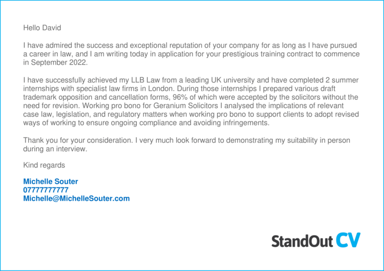 Training Contract Cover Letter Examples Get Noticed 