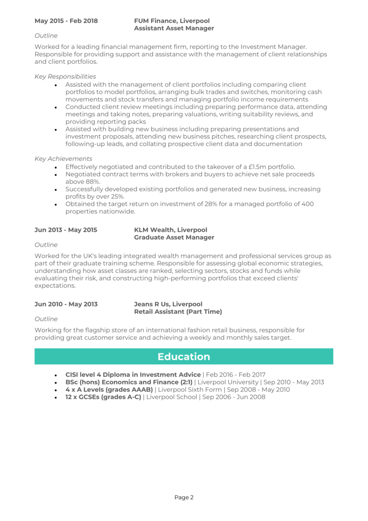 Asset Manager CV 2