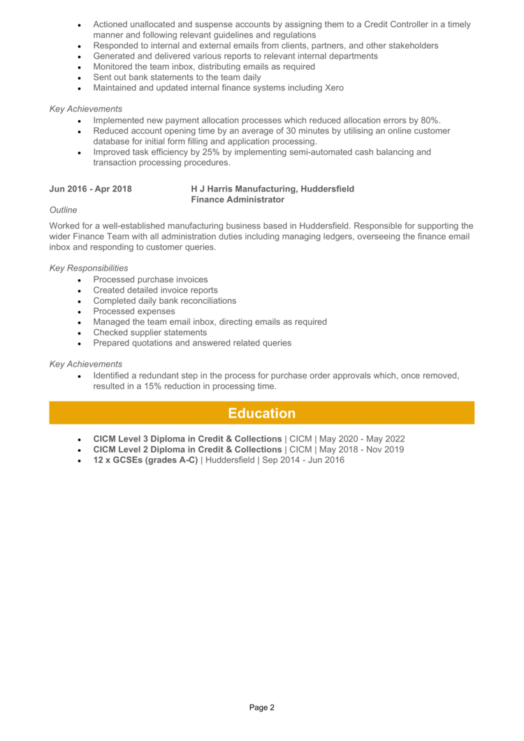 Assistant contrôle crédit CV 2