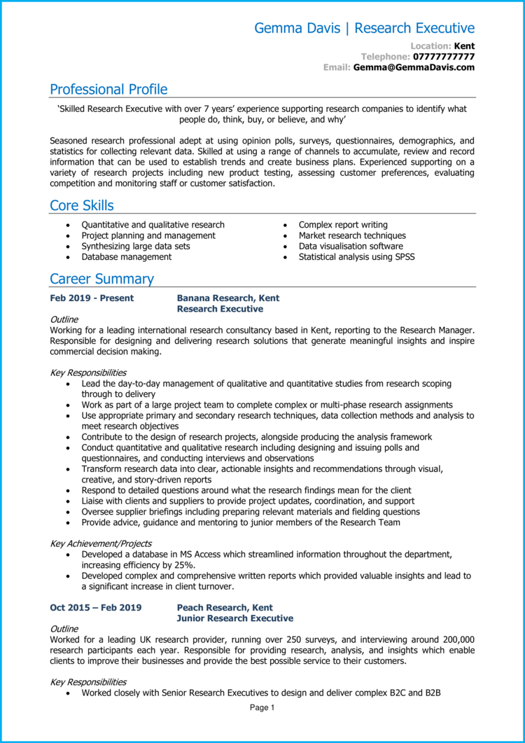 Research Executive CV 1