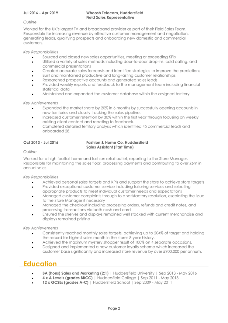 Sales Representative CV example + guide [Land the best jobs]