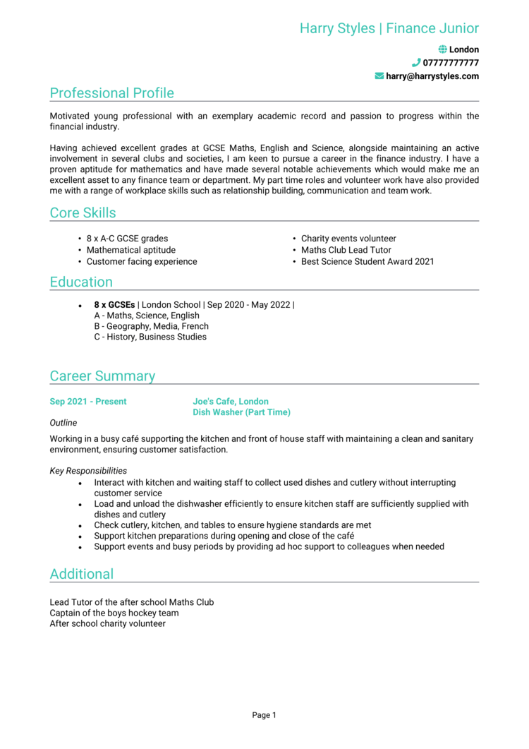 Apprenticeship CV