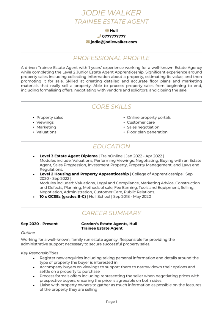 Traditional PDF CV template