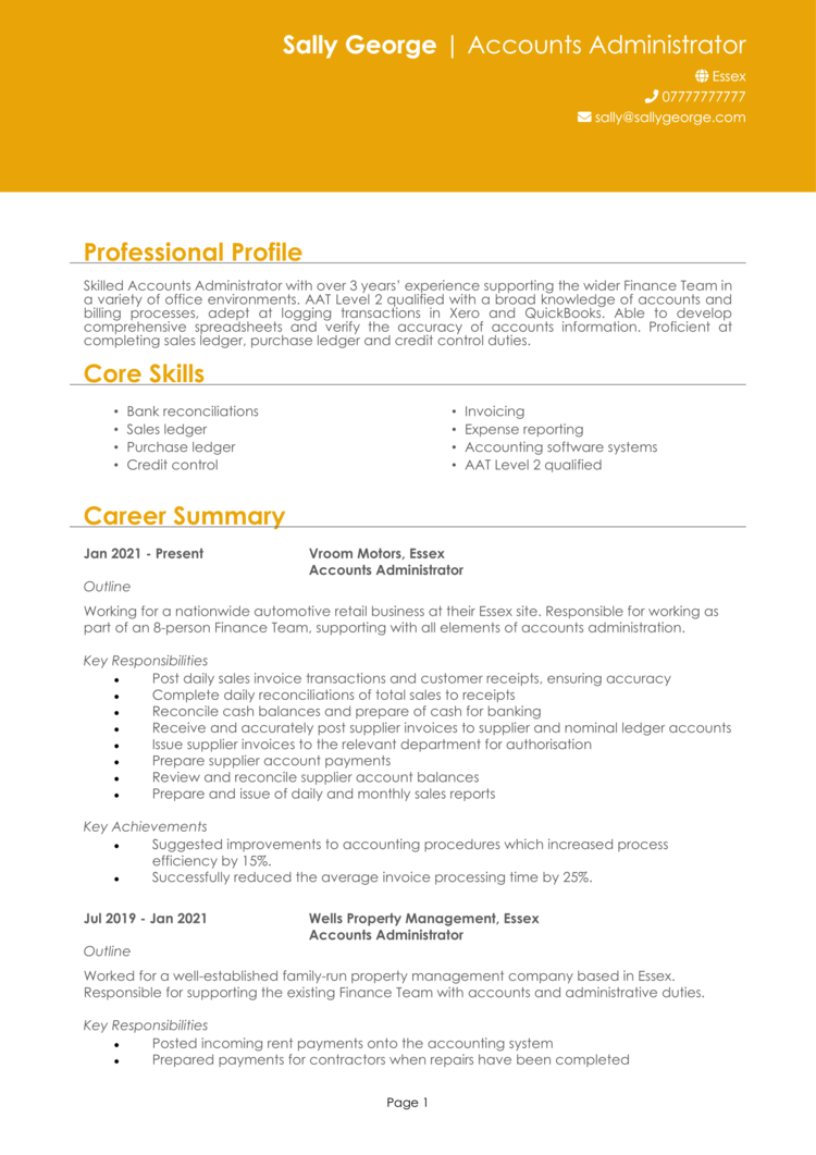 Accounts Administrator CV 1