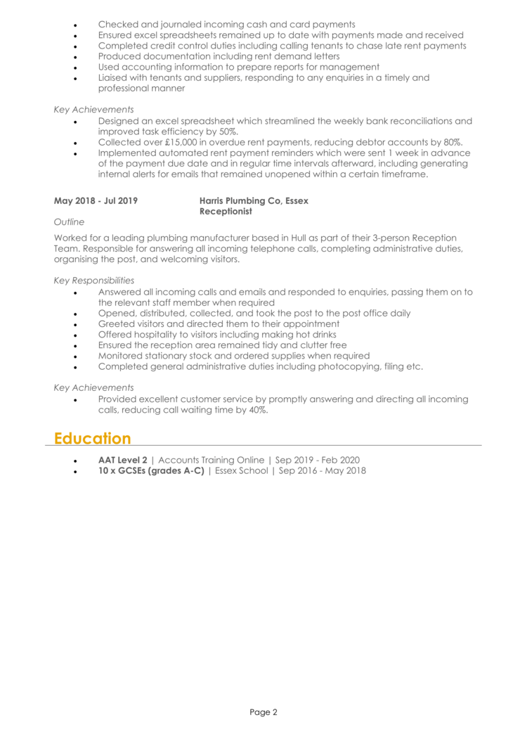 Accounts Administrator CV 2