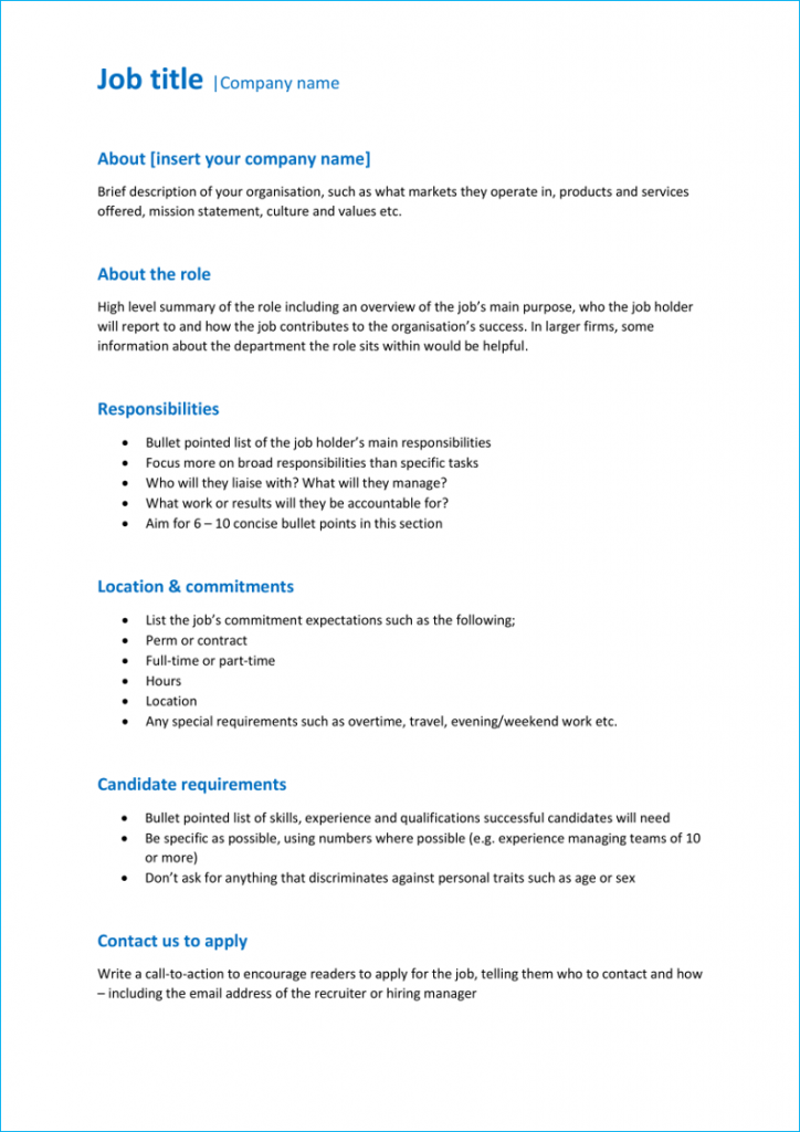 Basic job description template