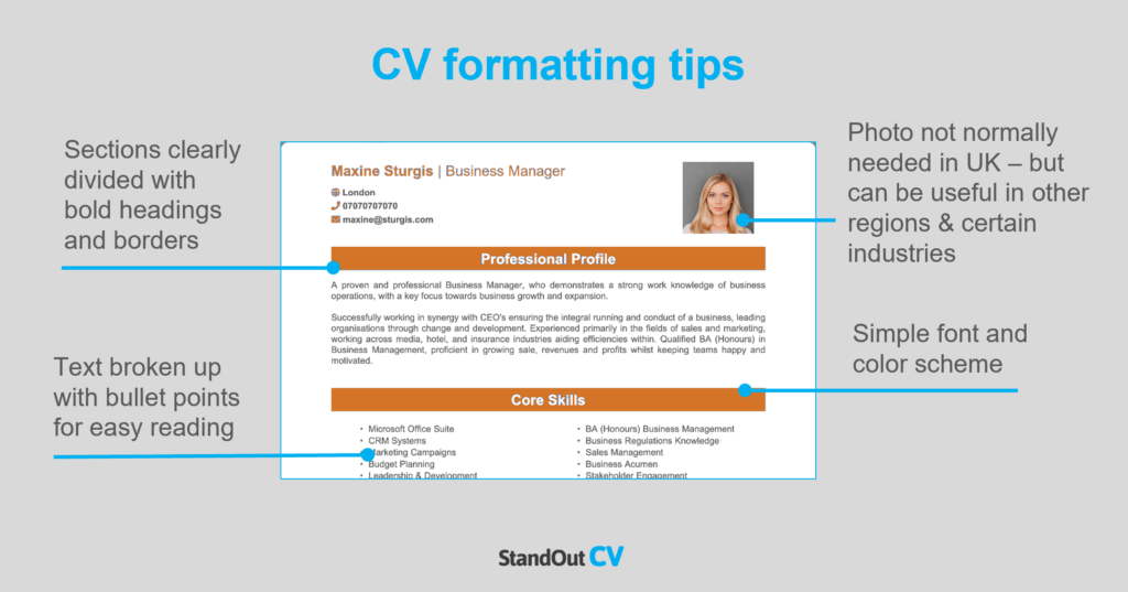 CV formatting tips