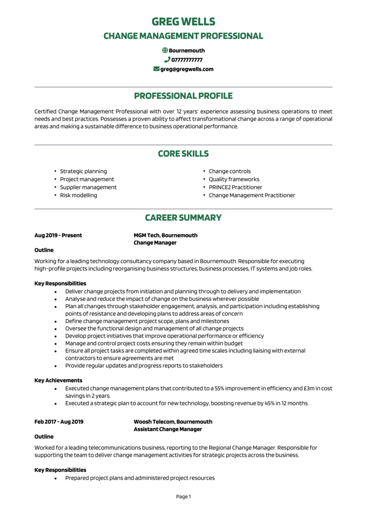 Change Management CV 1