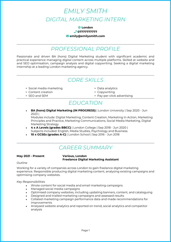 Clean CV design idea