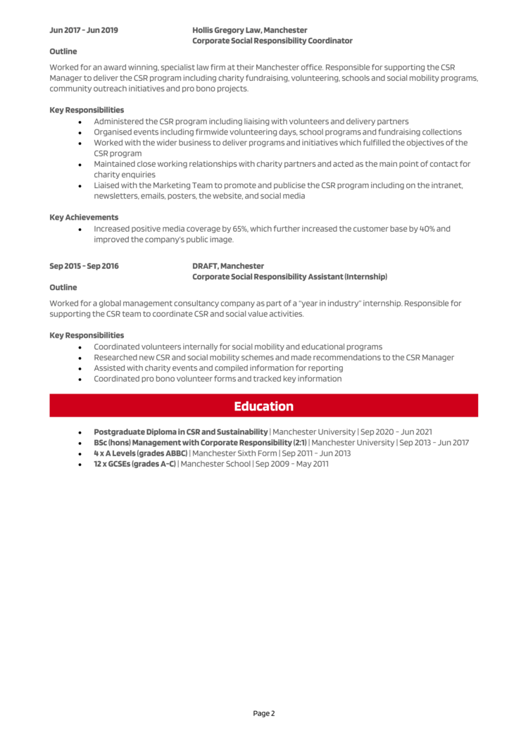 Corporate Social Responsibility CV 2