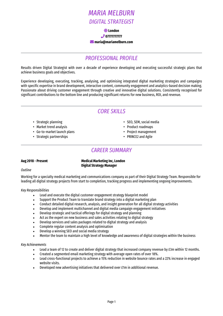 Digital Strategist CV 1