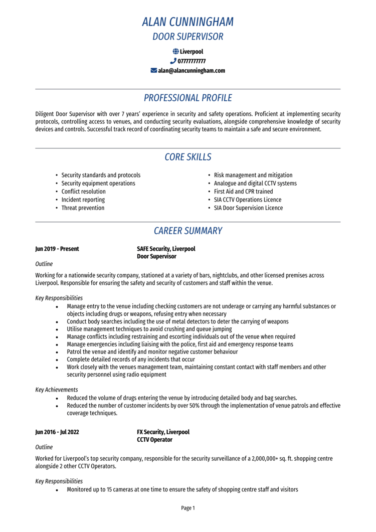 door-supervisor-cv-example-guide-land-a-top-job