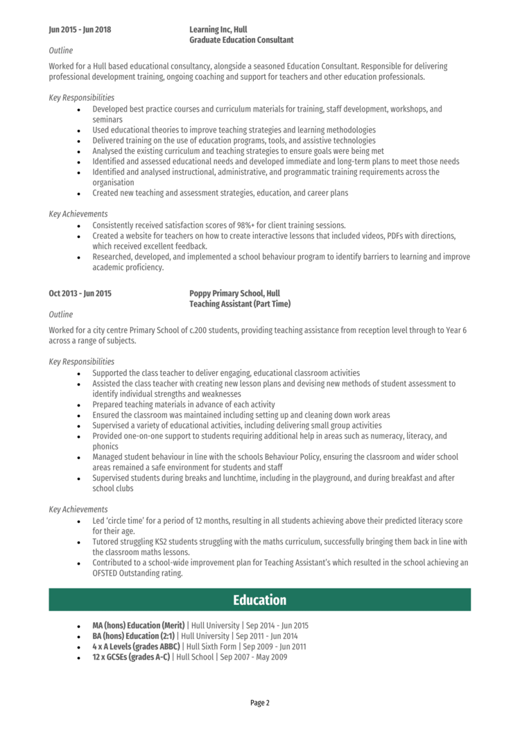 Education Consultant CV 2