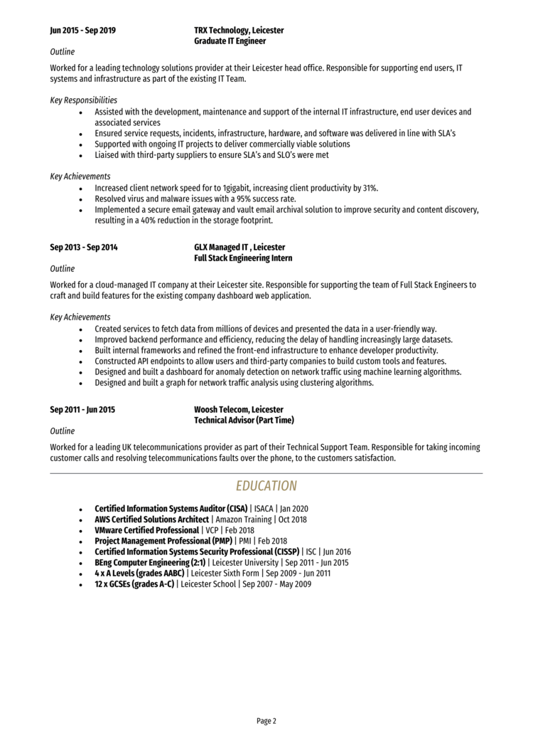 IT Engineer CV 2