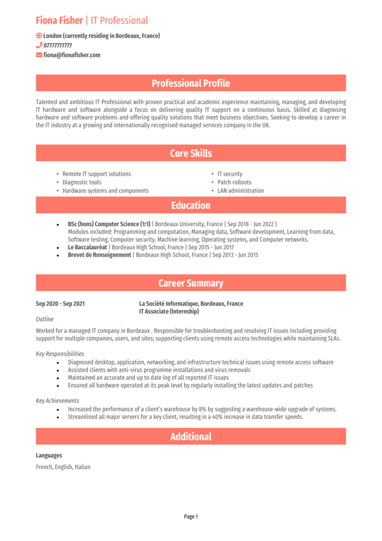 resume help for international students