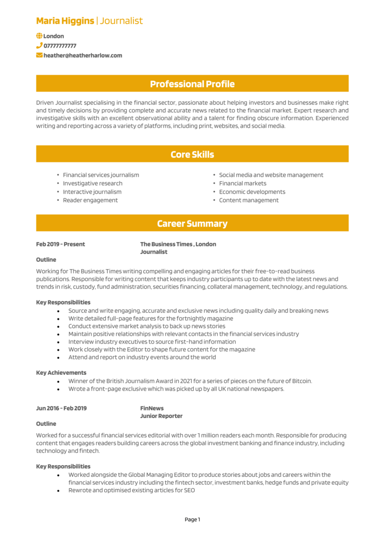 Journalist CV 1