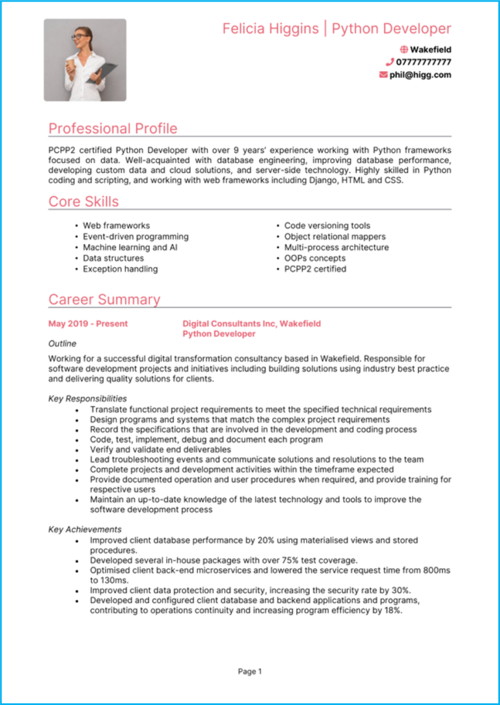 Minimal CV design idea