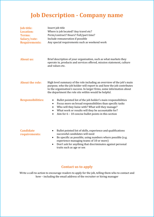 Simple Job Description Example   Modern Job Description Template 