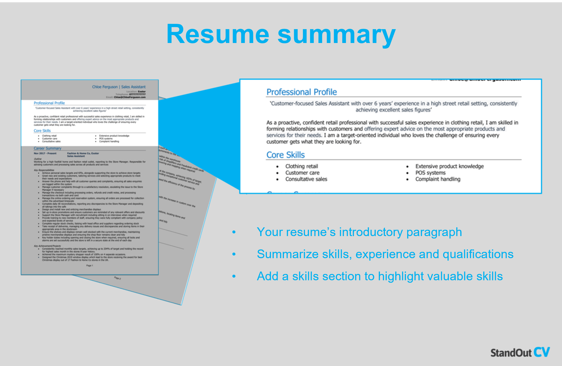 Resume summary