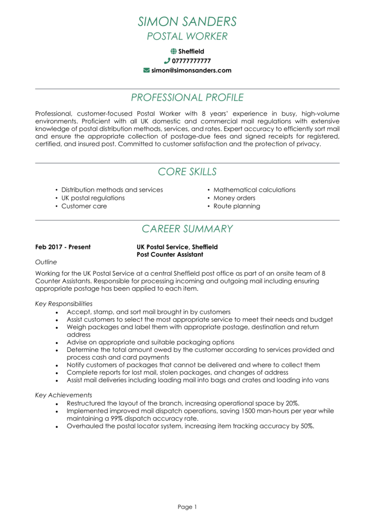 Royal Mail CV 1