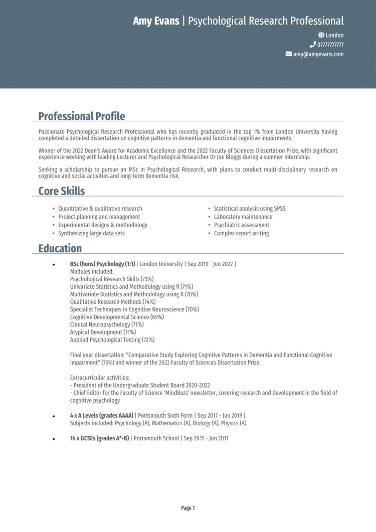 Scholarship CV 1