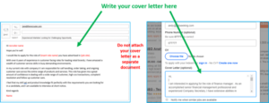 Where to write cover letter