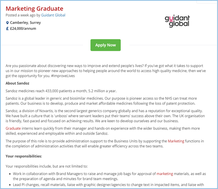 speaking job advert example