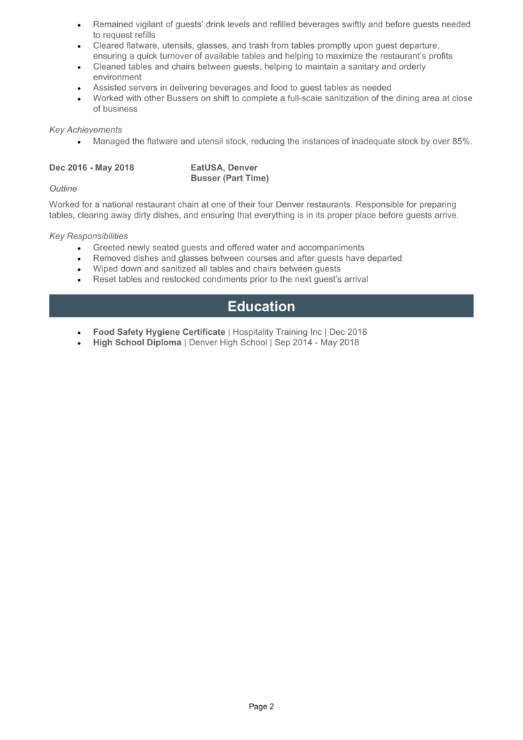 Busser Resume 2