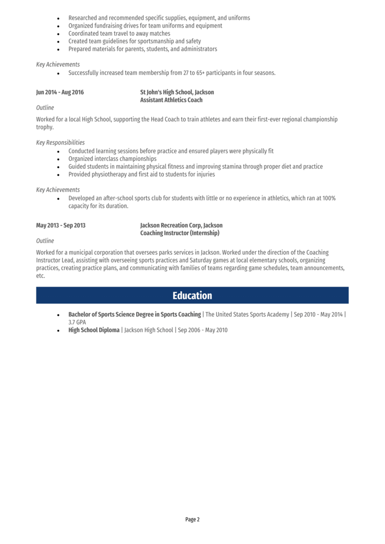 Coach Resume 2