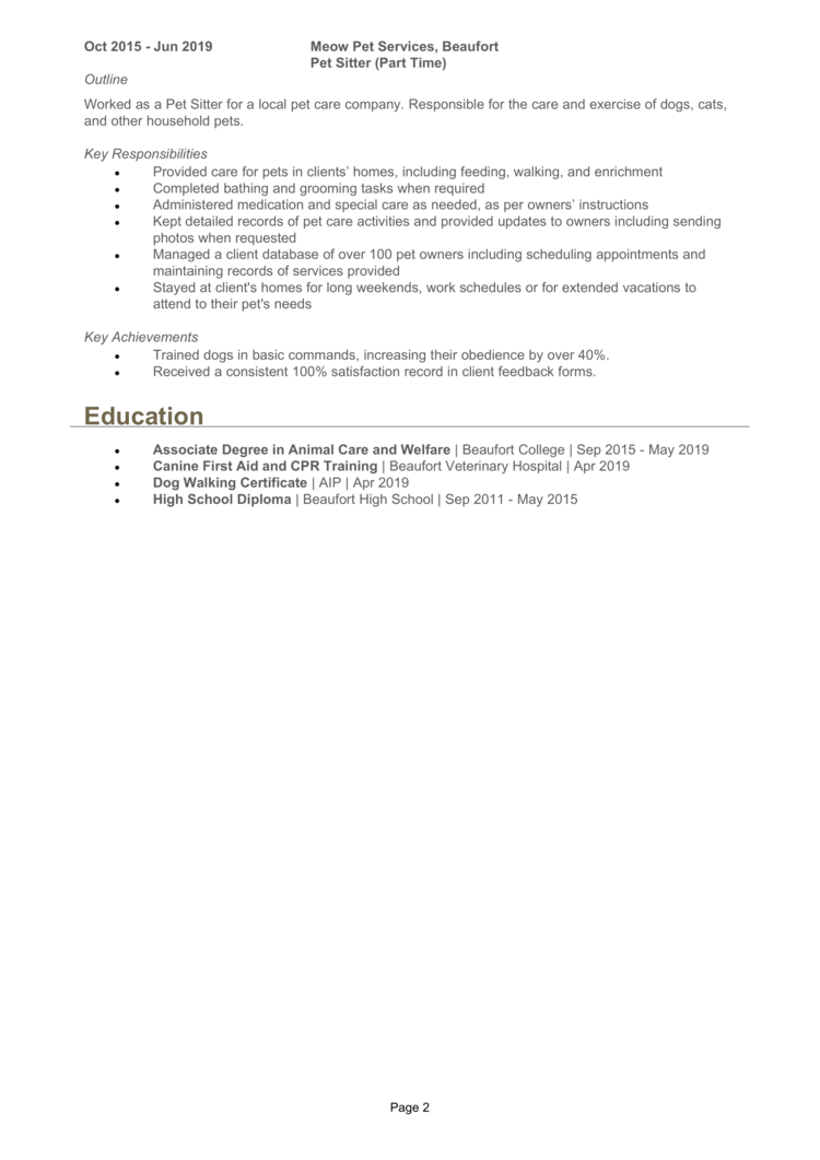 Dog Walker resume example + guide and resume template