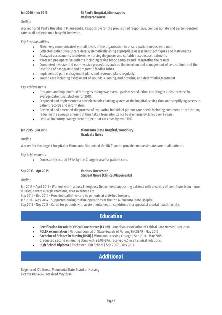 ICU Nurse resume example & guide [Get job interviews]