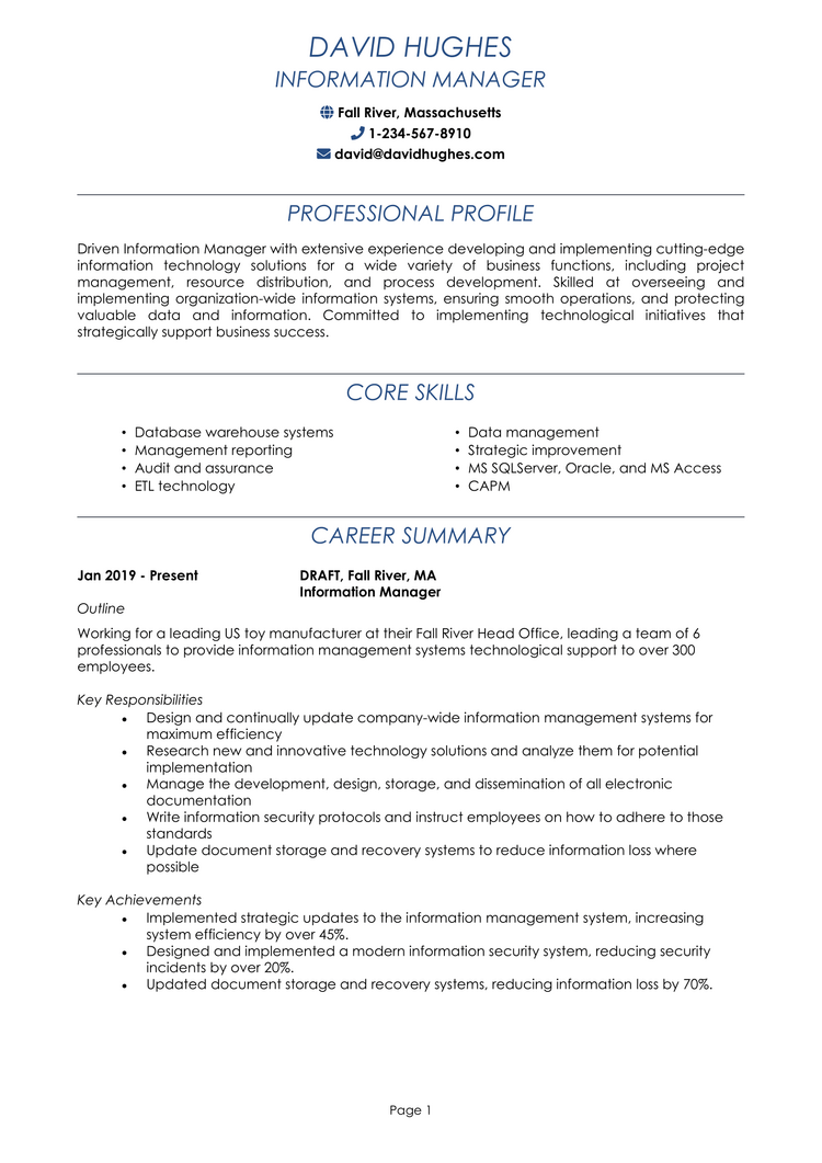 Information Management Resume 2-1