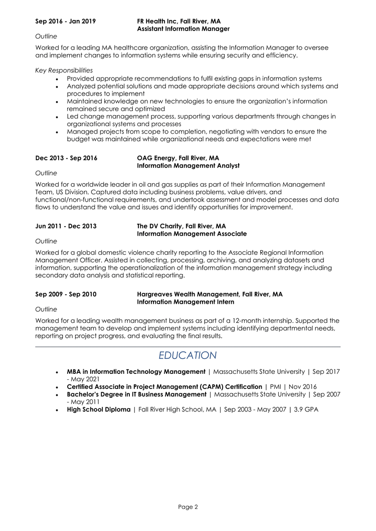 Information Management Resume 2-2