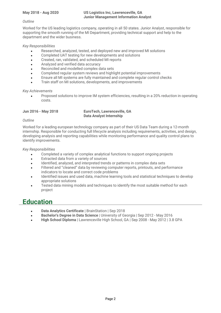 2 Information Management resume examples [Land a top job]