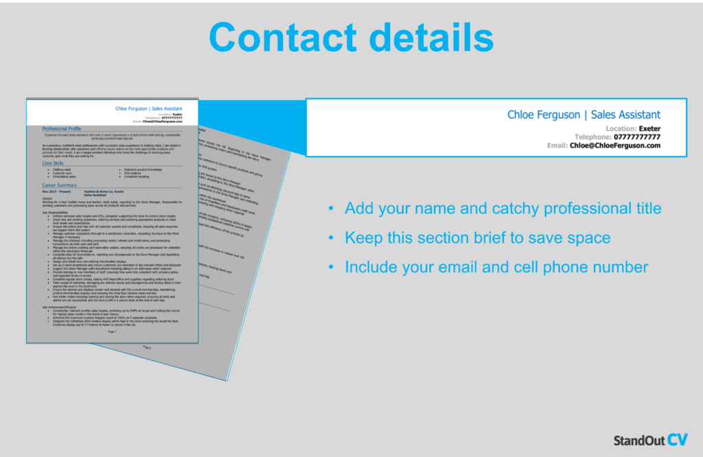 Resume contact details