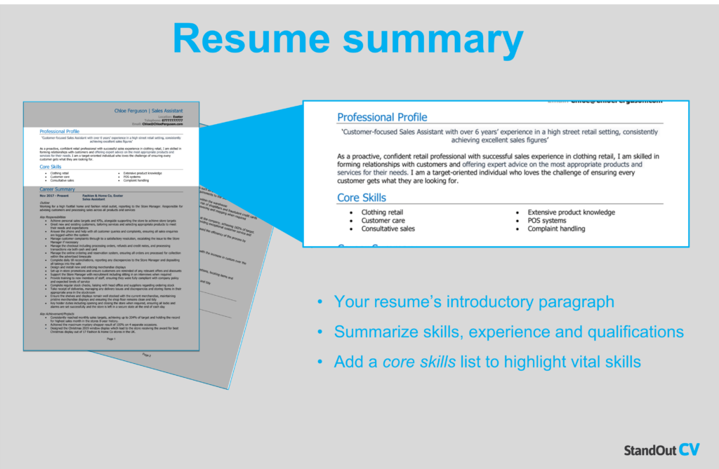 Resume summary