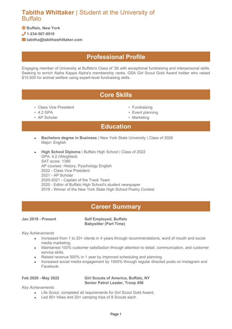 Sorority resume example + guide [Get noticed]