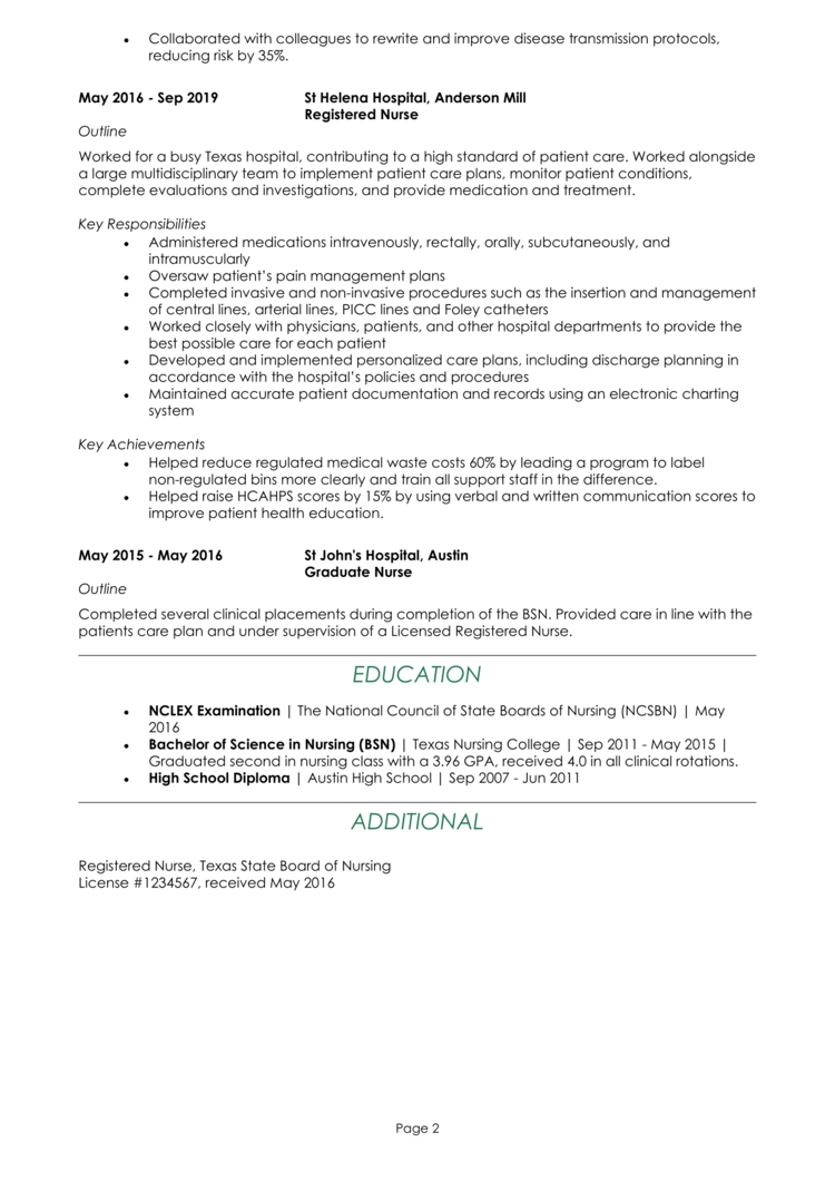 travel nursing resume examples