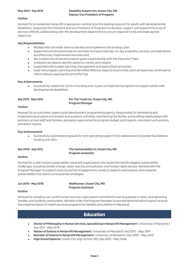 Vice President of Programs Resume 2