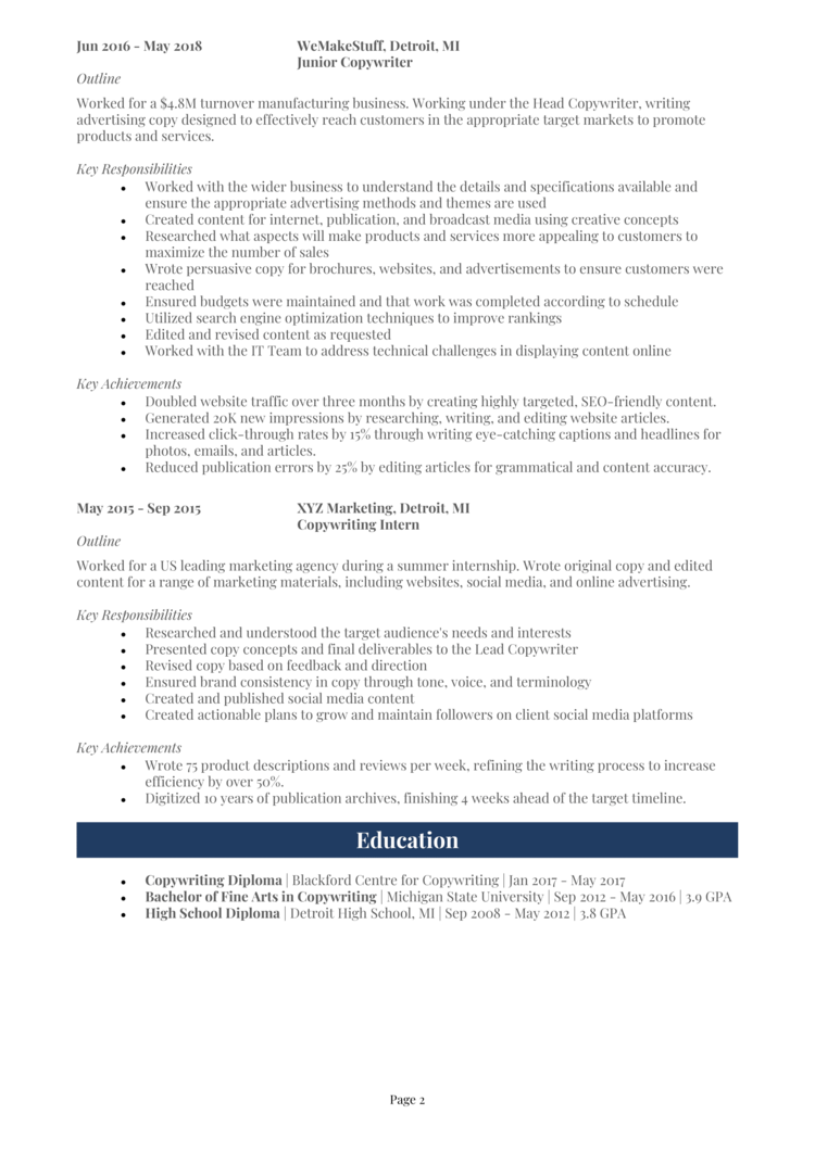 Copywriter Resume 2