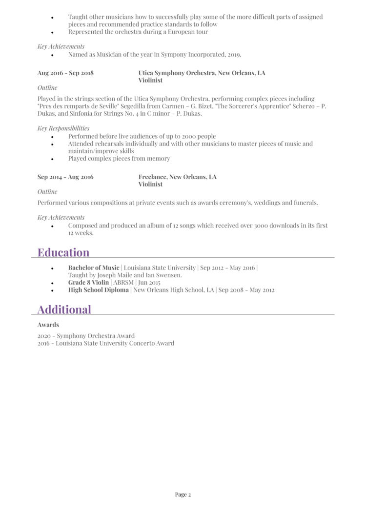 CV de musicien 2