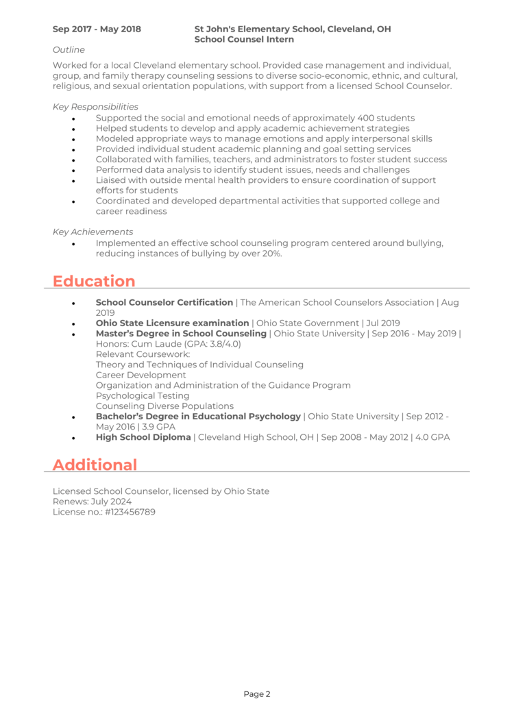 CV de conseiller scolaire 2