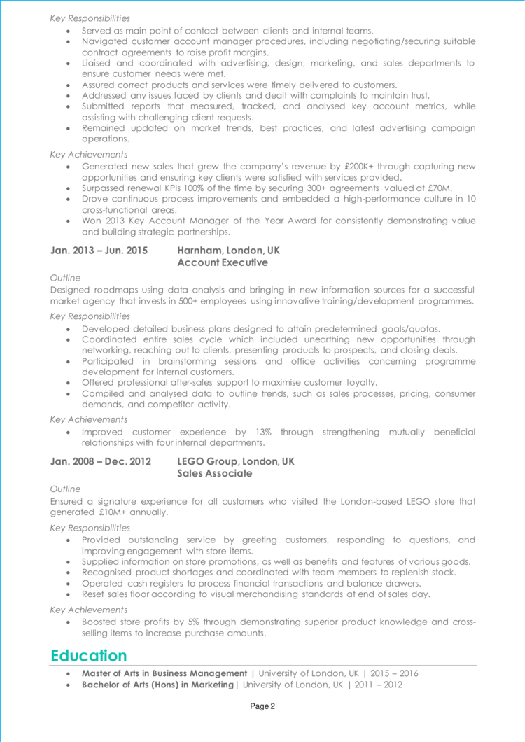 Advertising Account Manager CV 2