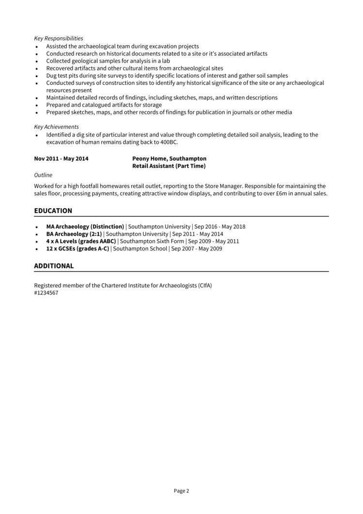 cover letter for graduate archaeologist