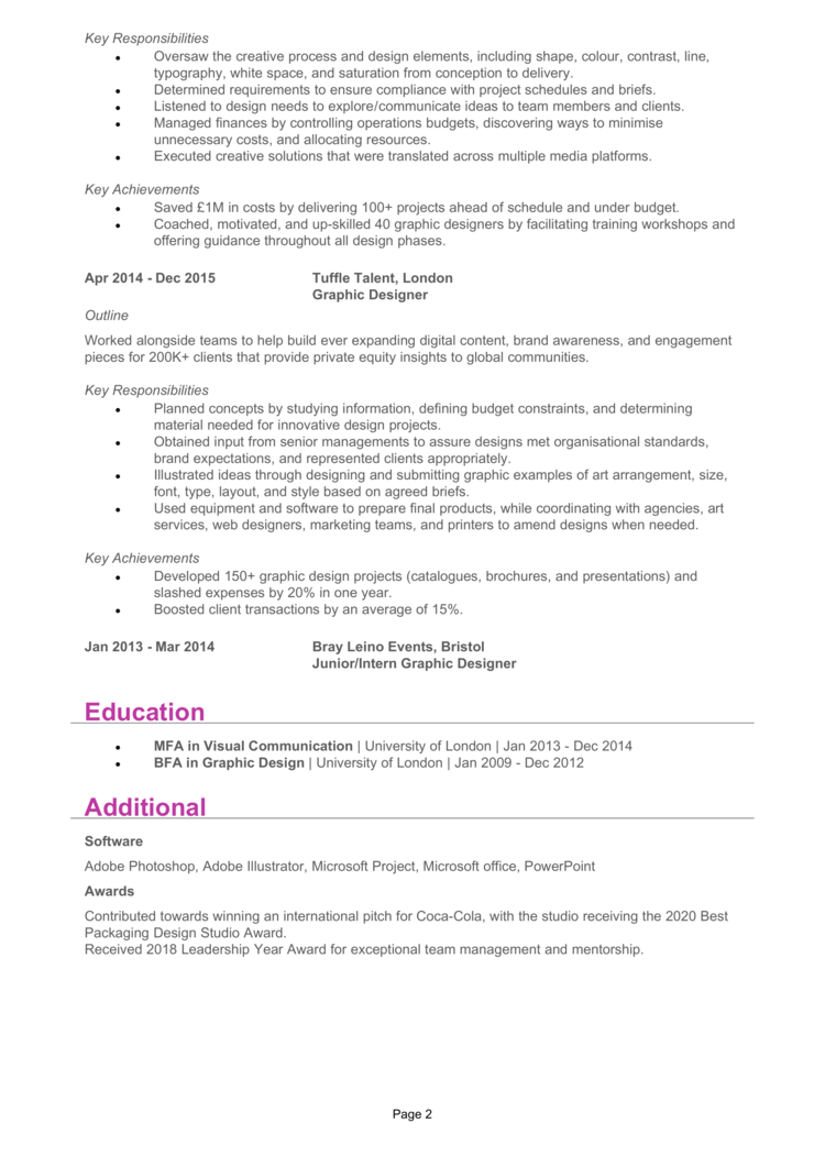 Artworker CV example + guide [Land great jobs]