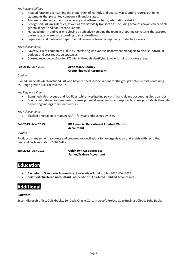 Audit Manager Cv Example