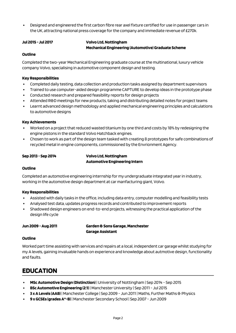 Automotive Engineer CV example + guide [Land top jobs]